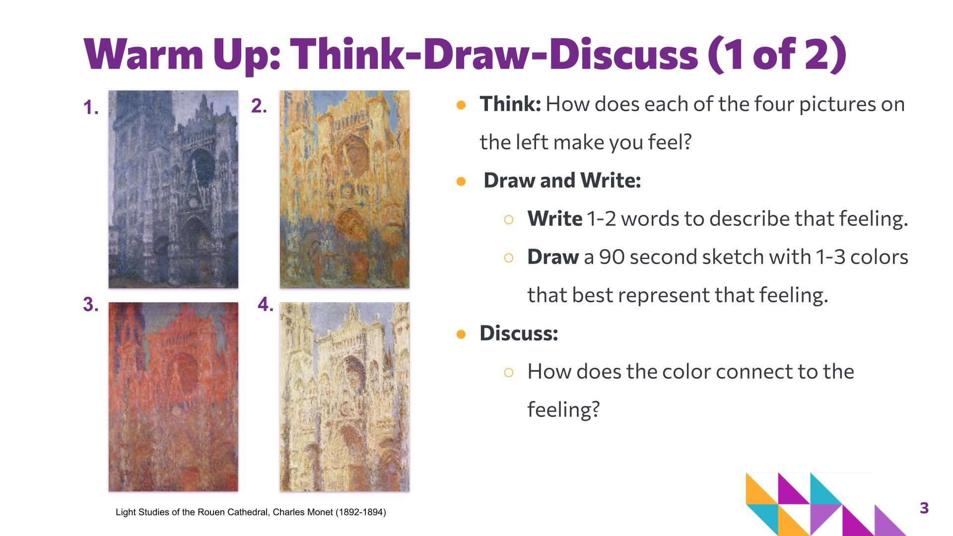 Slide 3: Warm Up: Think-Draw-Discuss (1 of 2) — Albers Squares