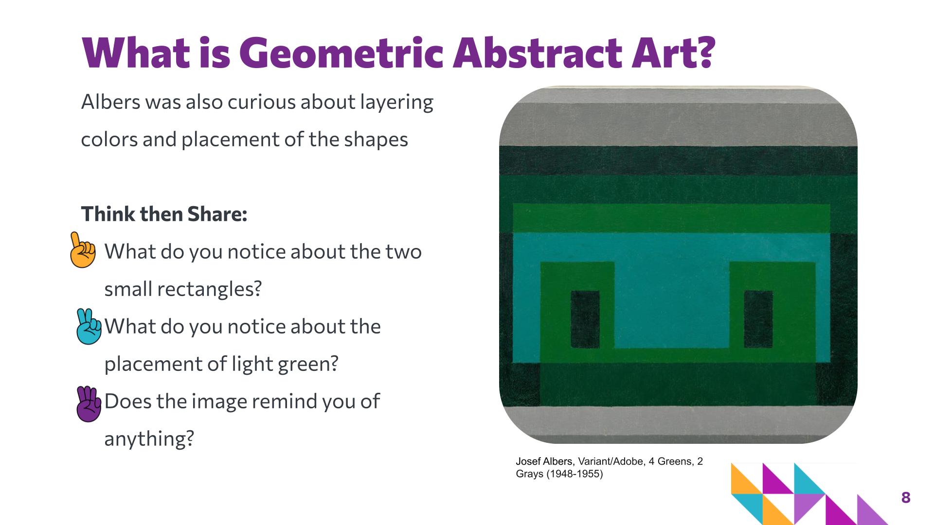 Slide 8: What is Geometric Abstract Art? — Albers Squares