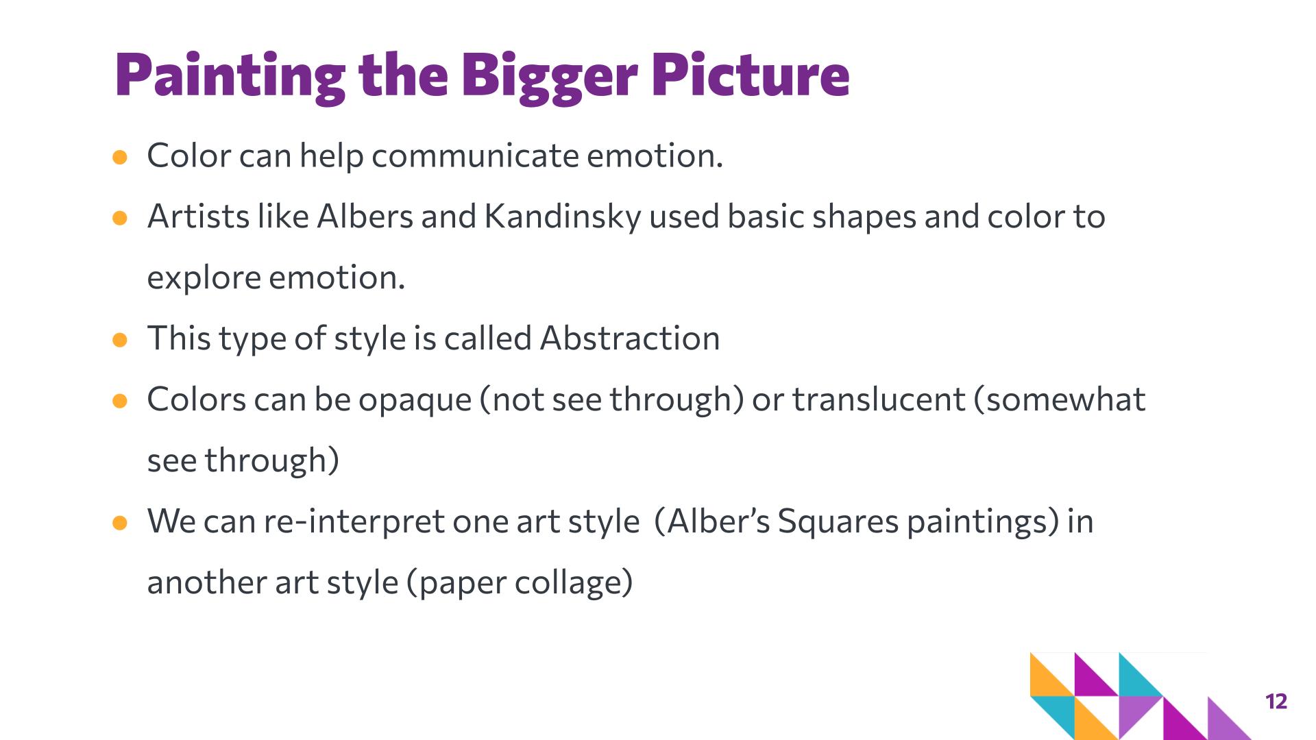 Slide 12: Painting the Bigger Picture — Albers Squares