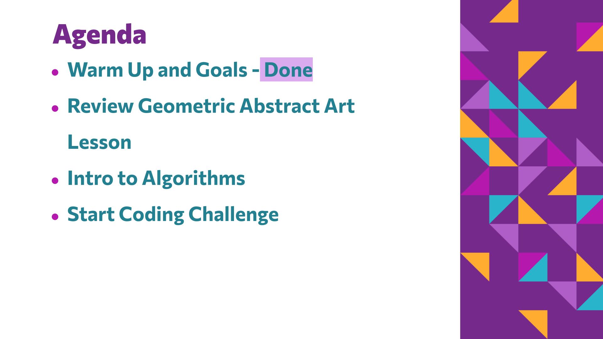 Slide 5: Agenda — Coding Kandinsky