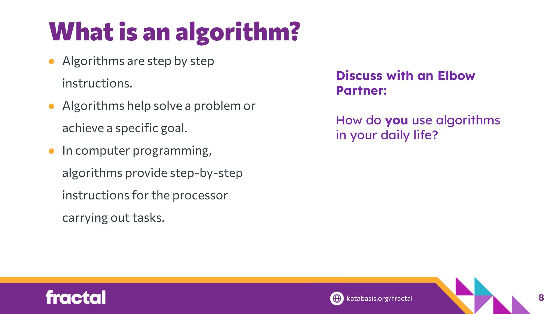 Slide 8: What is an algorithm? — Coding Kandinsky