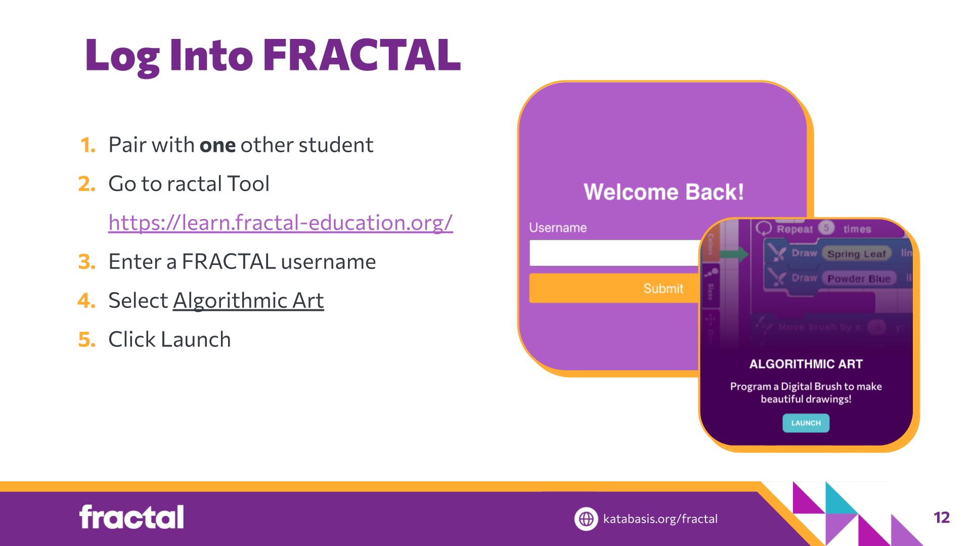 Slide 12: Log Into FRACTAL — Coding Kandinsky