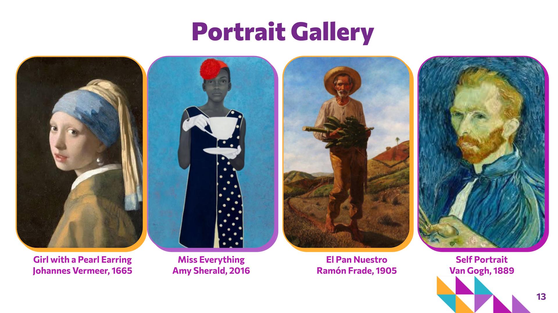 Slide 13: Portrait Gallery — Art with Shapes