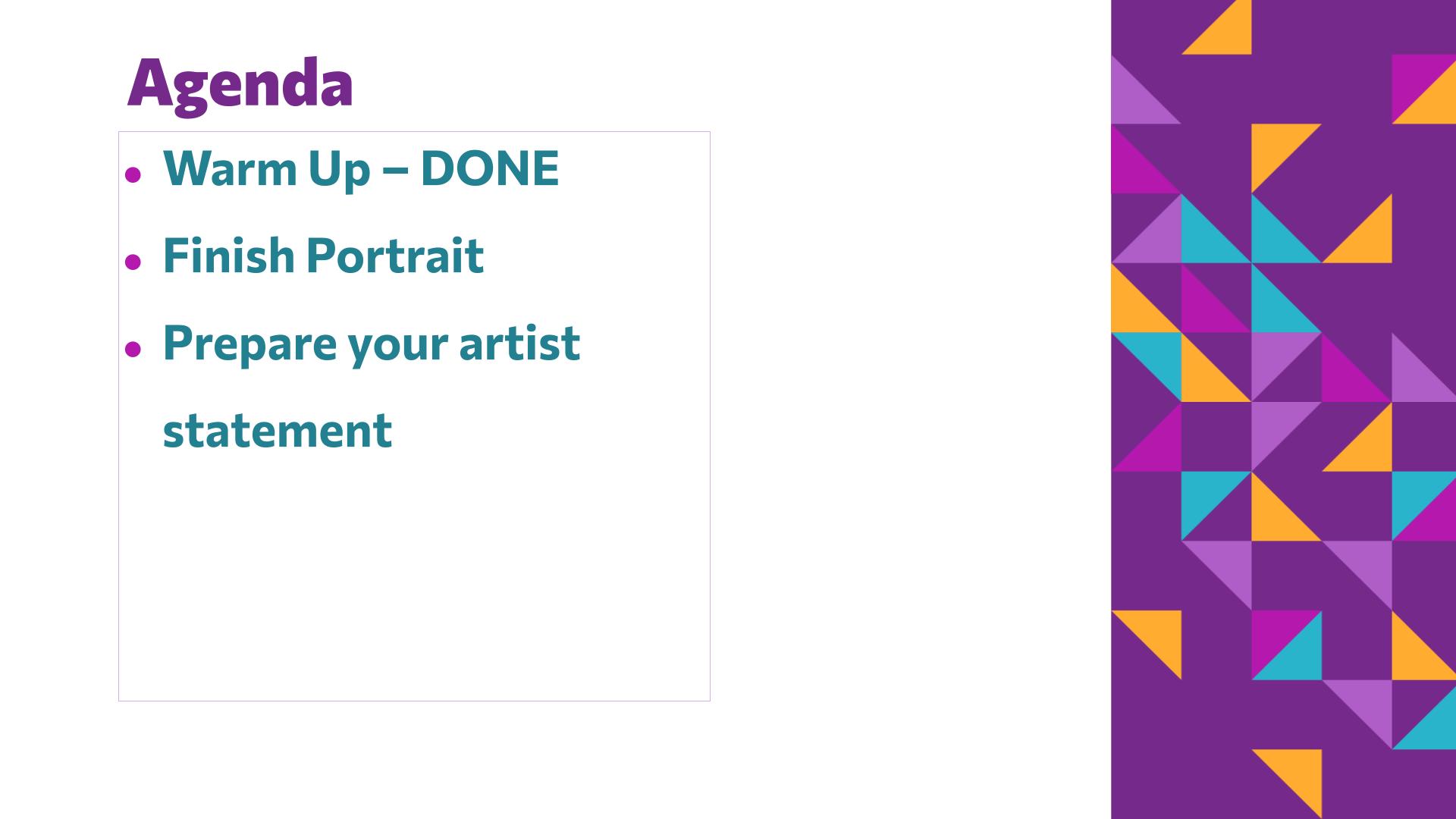 Slide 21: Agenda — Art with Shapes