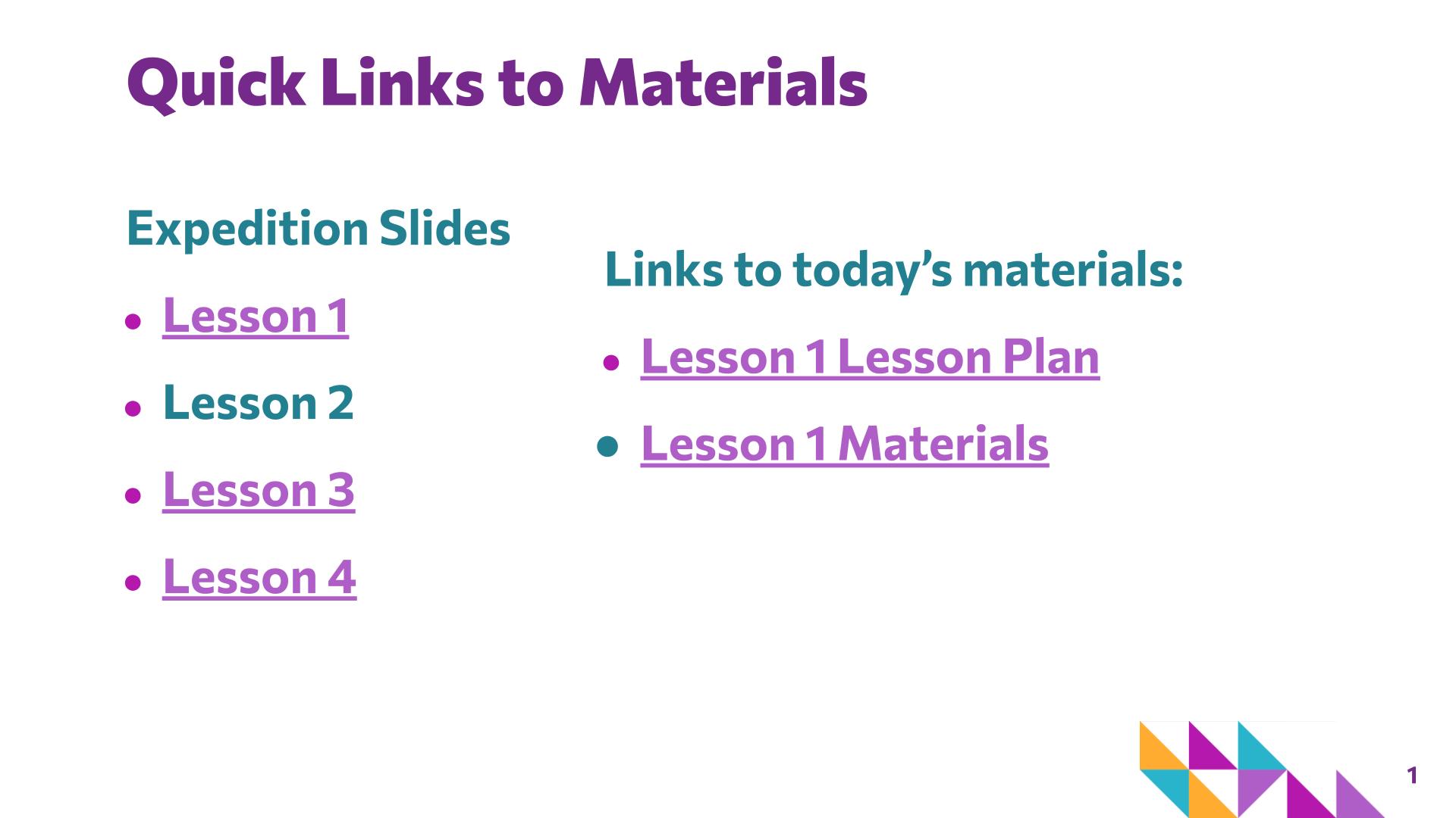 Slide 1: Quick Links to Materials — You and I + AI