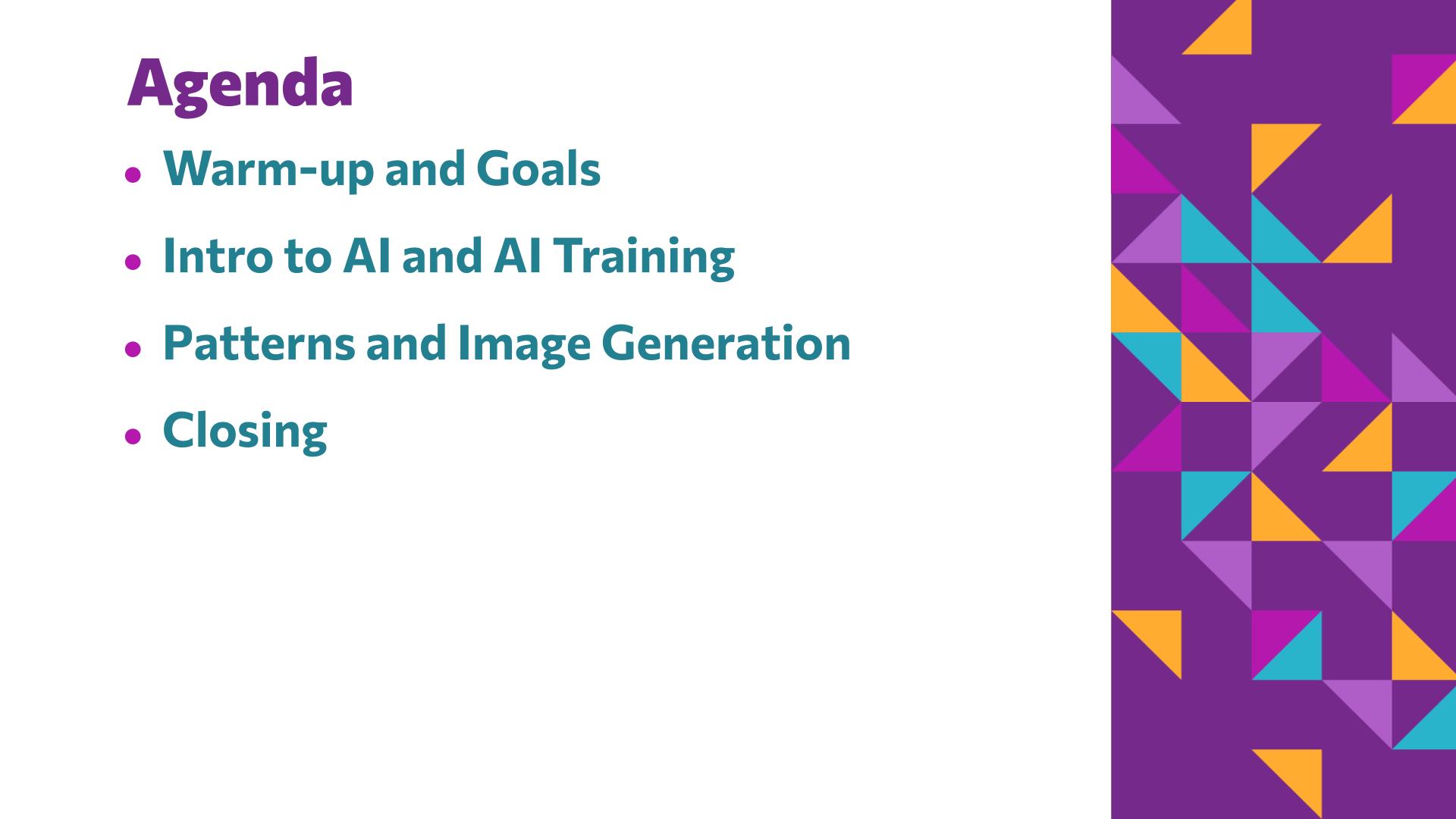 Slide 4: Agenda — You and I + AI