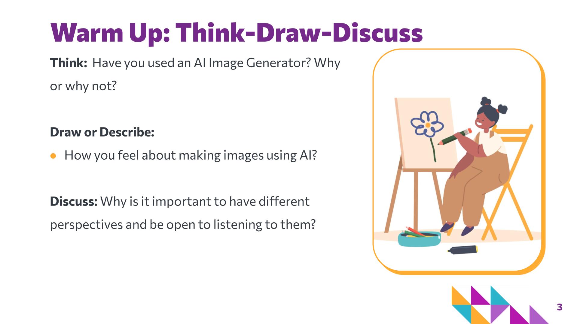 Slide 3: Warm Up: Think-Draw-Discuss — Picture it with Words