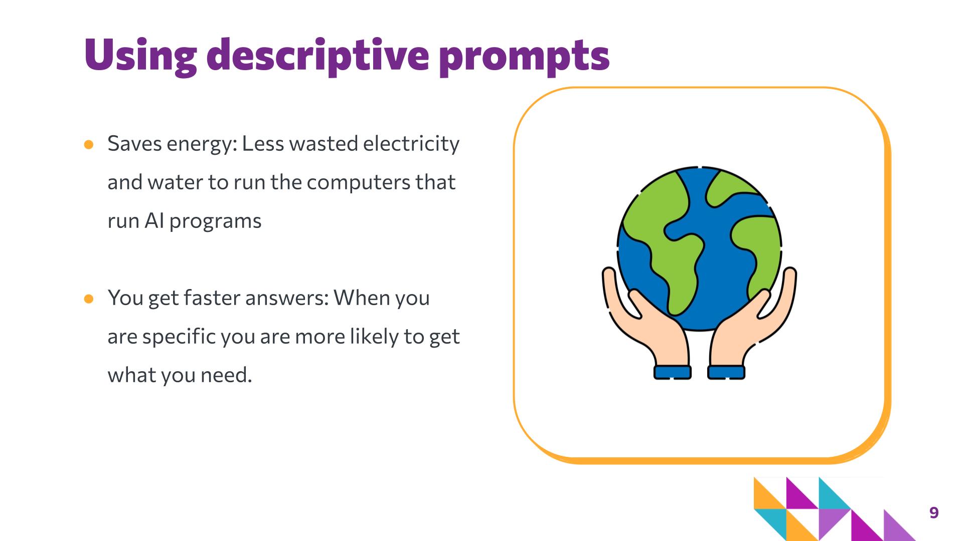 Slide 9: Using descriptive prompts — Picture it with Words