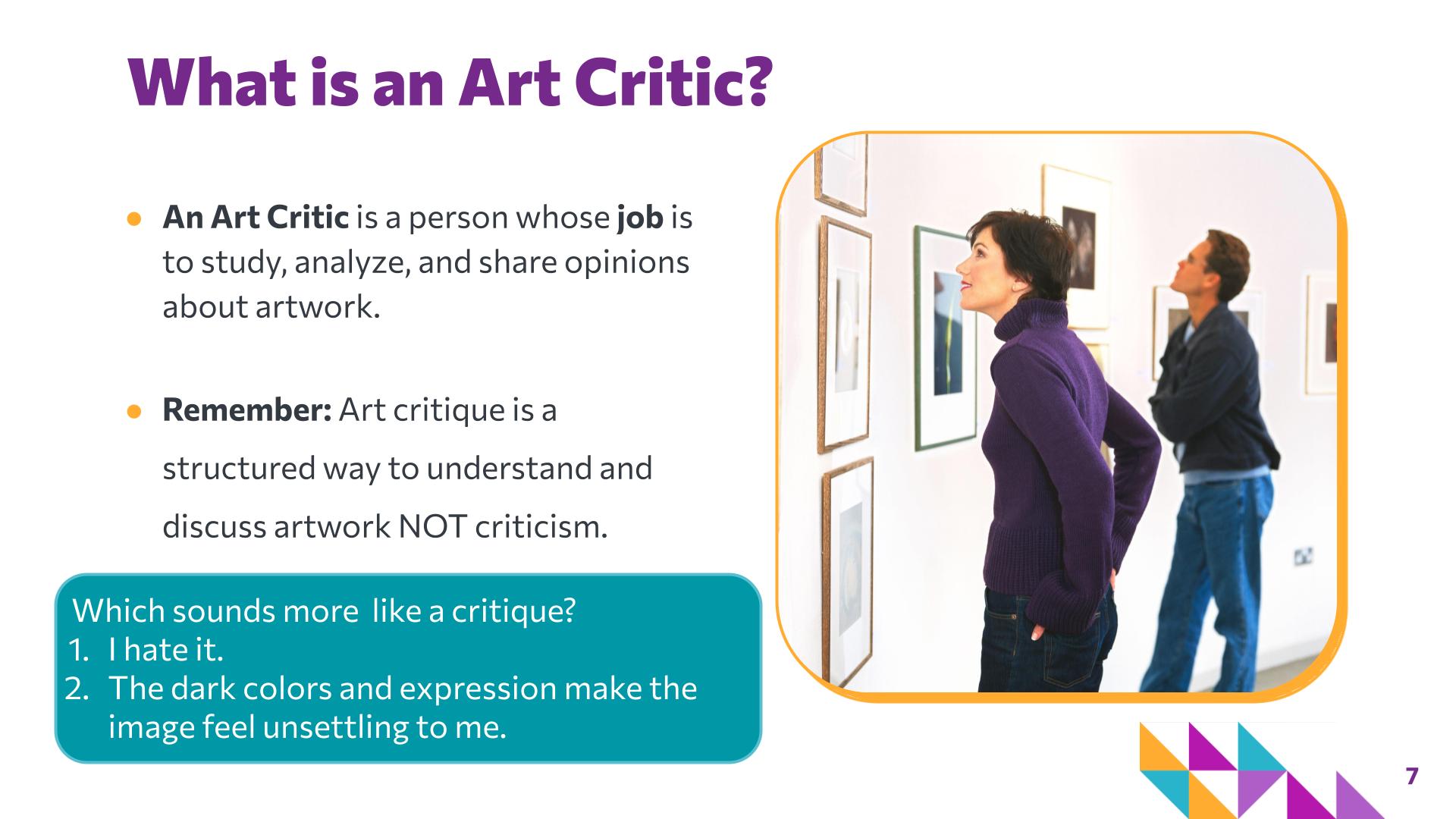 Slide 7: What is an Art Critic? — AI Art Critique