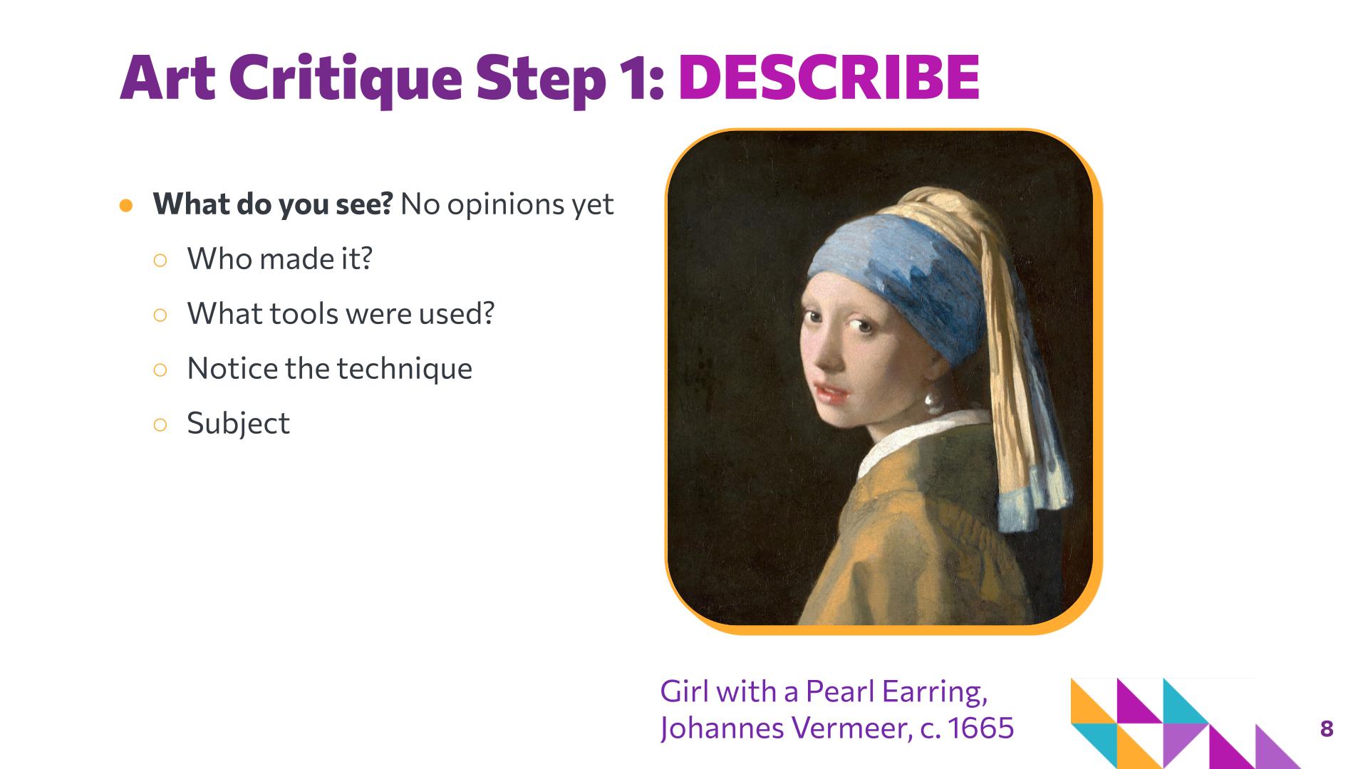 Slide 8: Art Critique Step 1: DESCRIBE — AI Art Critique
