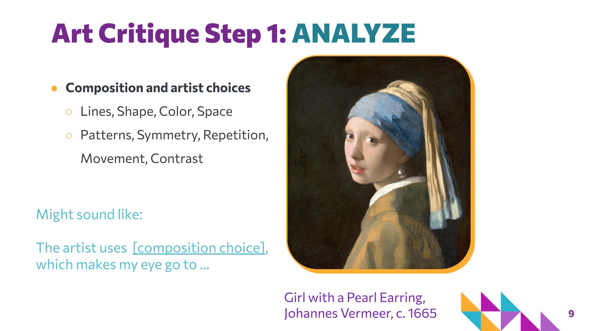 Slide 9: Art Critique Step 1: ANALYZE — AI Art Critique