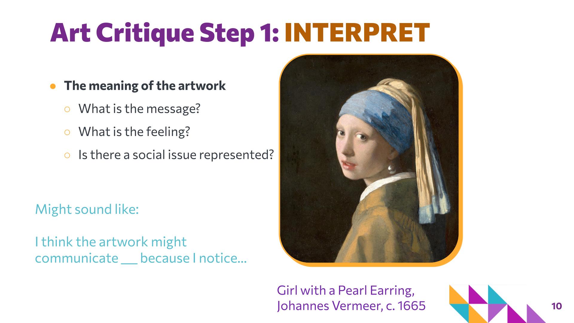 Slide 10: Art Critique Step 1: INTERPRET — AI Art Critique