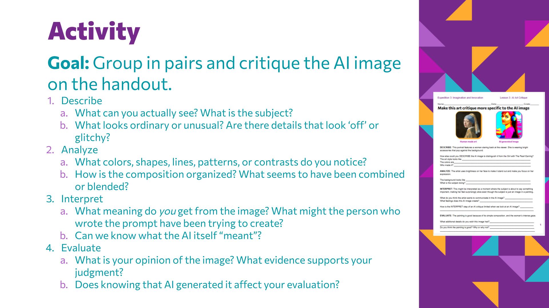 Slide 13: Activity — AI Art Critique
