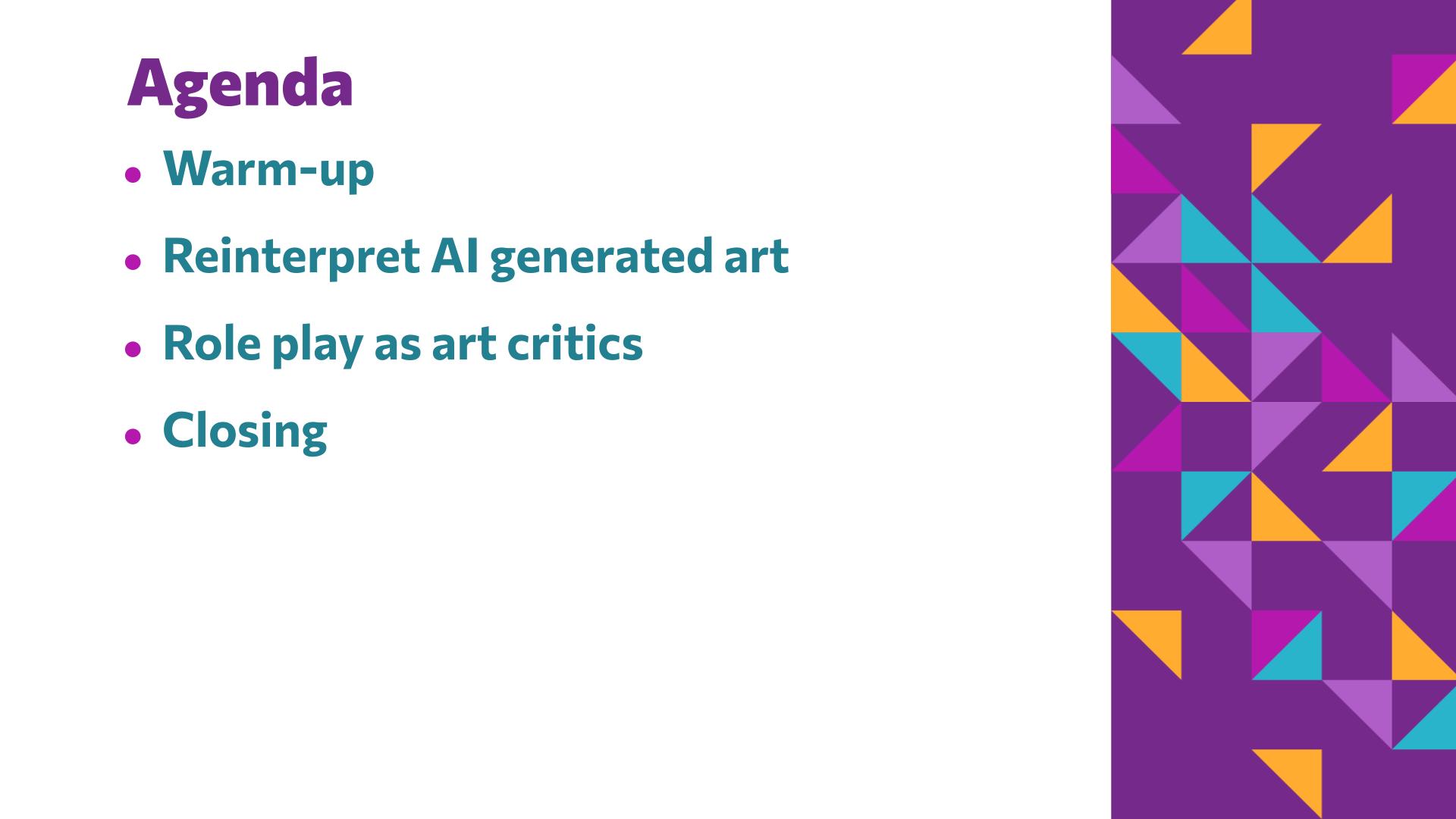 Slide 4: Agenda — Art Remix