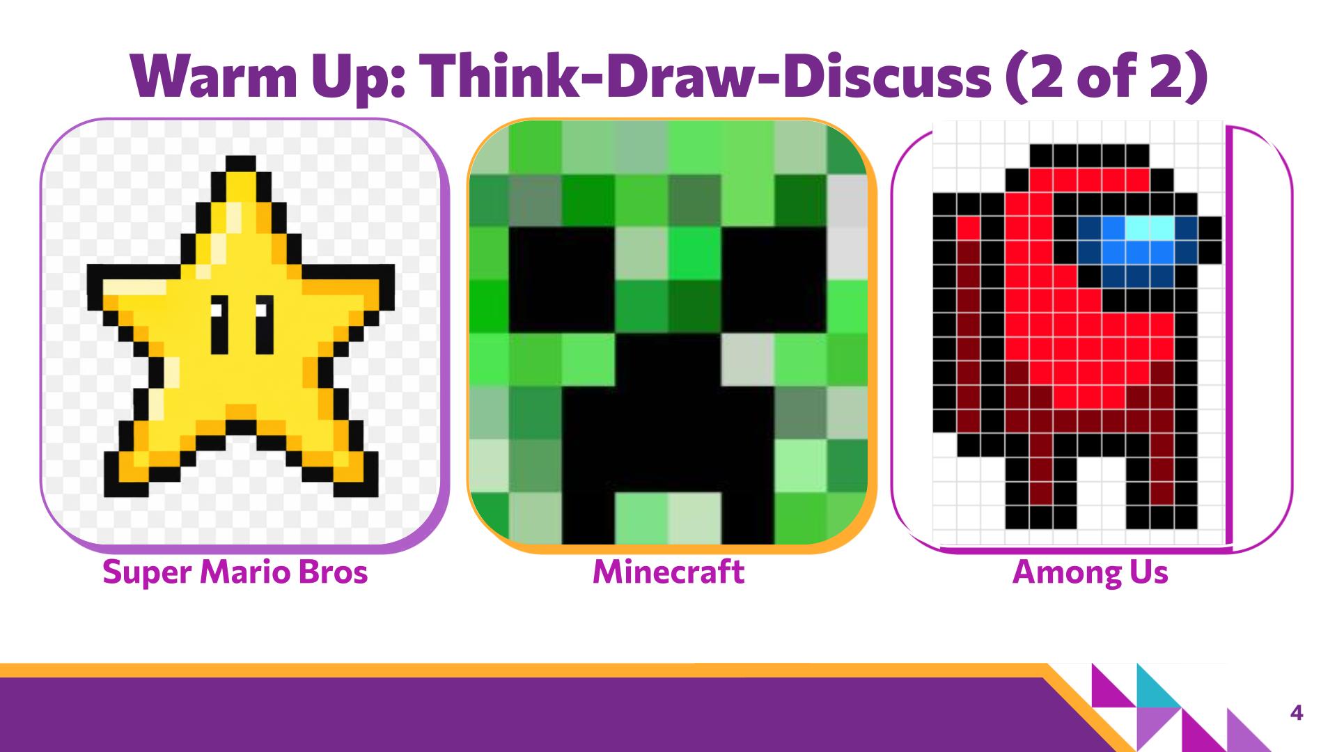 Slide 4: Warm Up: Think-Draw-Discuss (2 of 2) — Abstraction with Paper Pixels