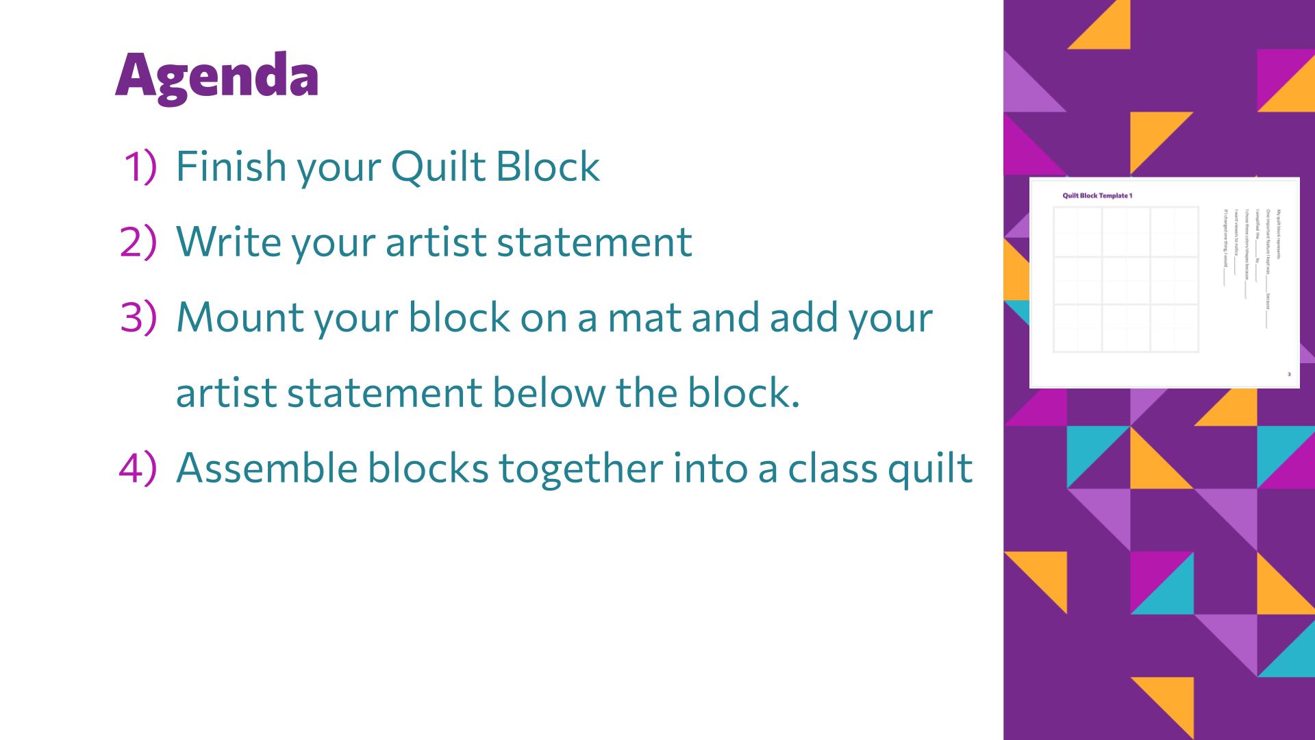 Slide 21: Agenda — Patchwork Pixels