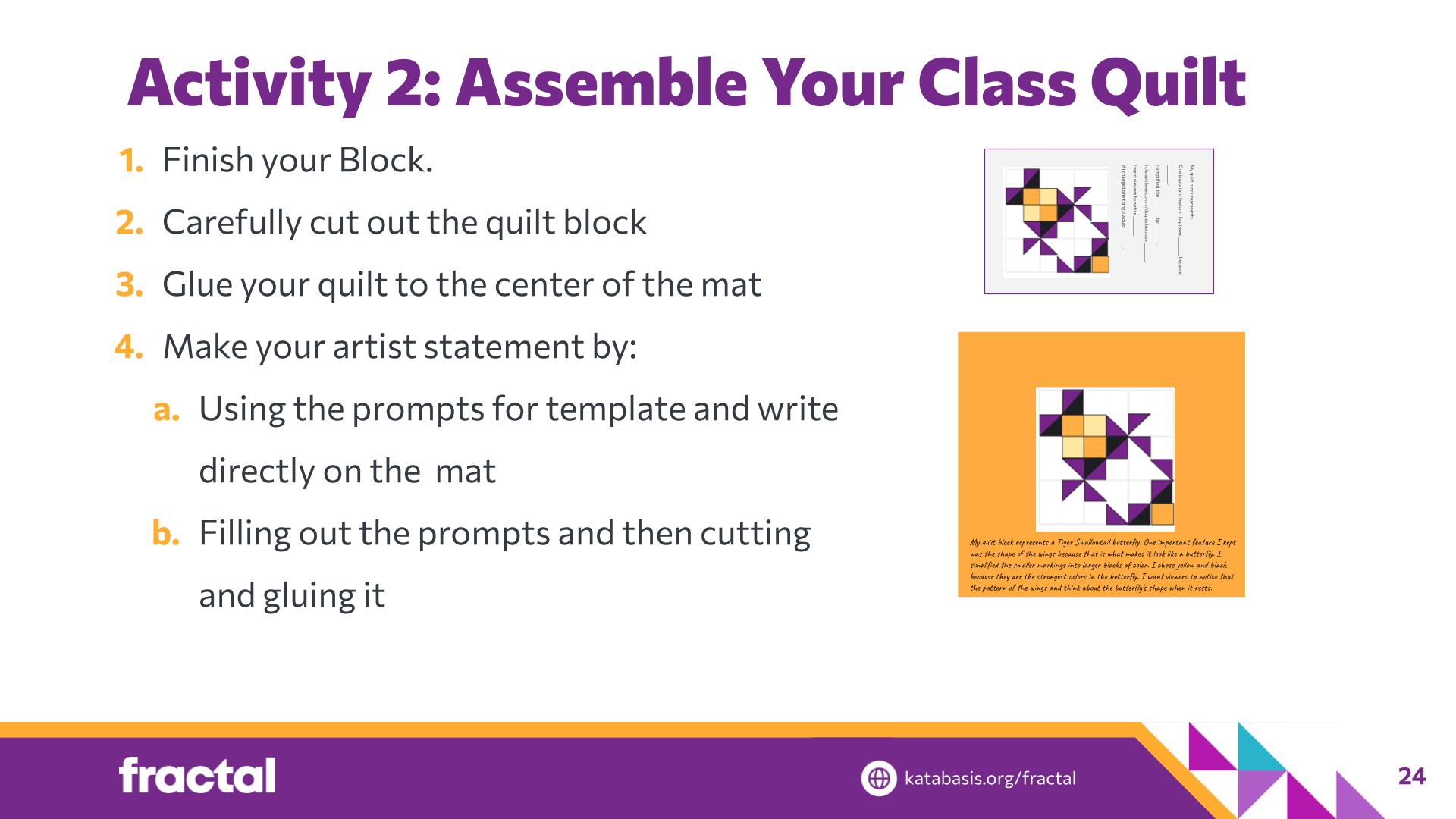 Slide 24: Activity 2: Assemble Your Class Quilt — Patchwork Pixels